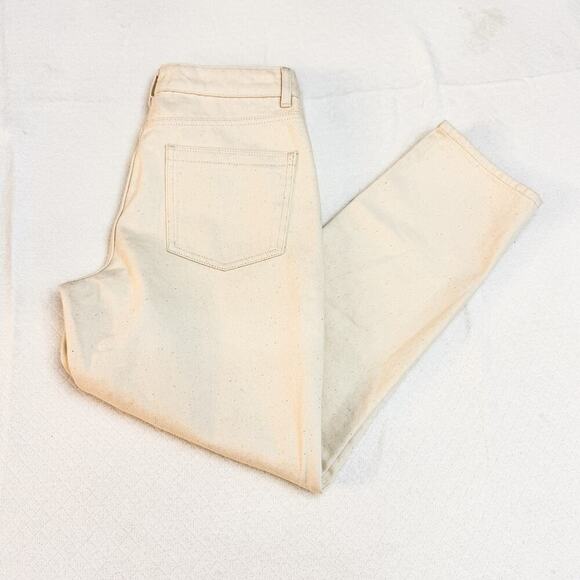 Reiss Lakely Straight Leg Cropped Denim Jeans Cream Size 28 - Picture 8 of 8